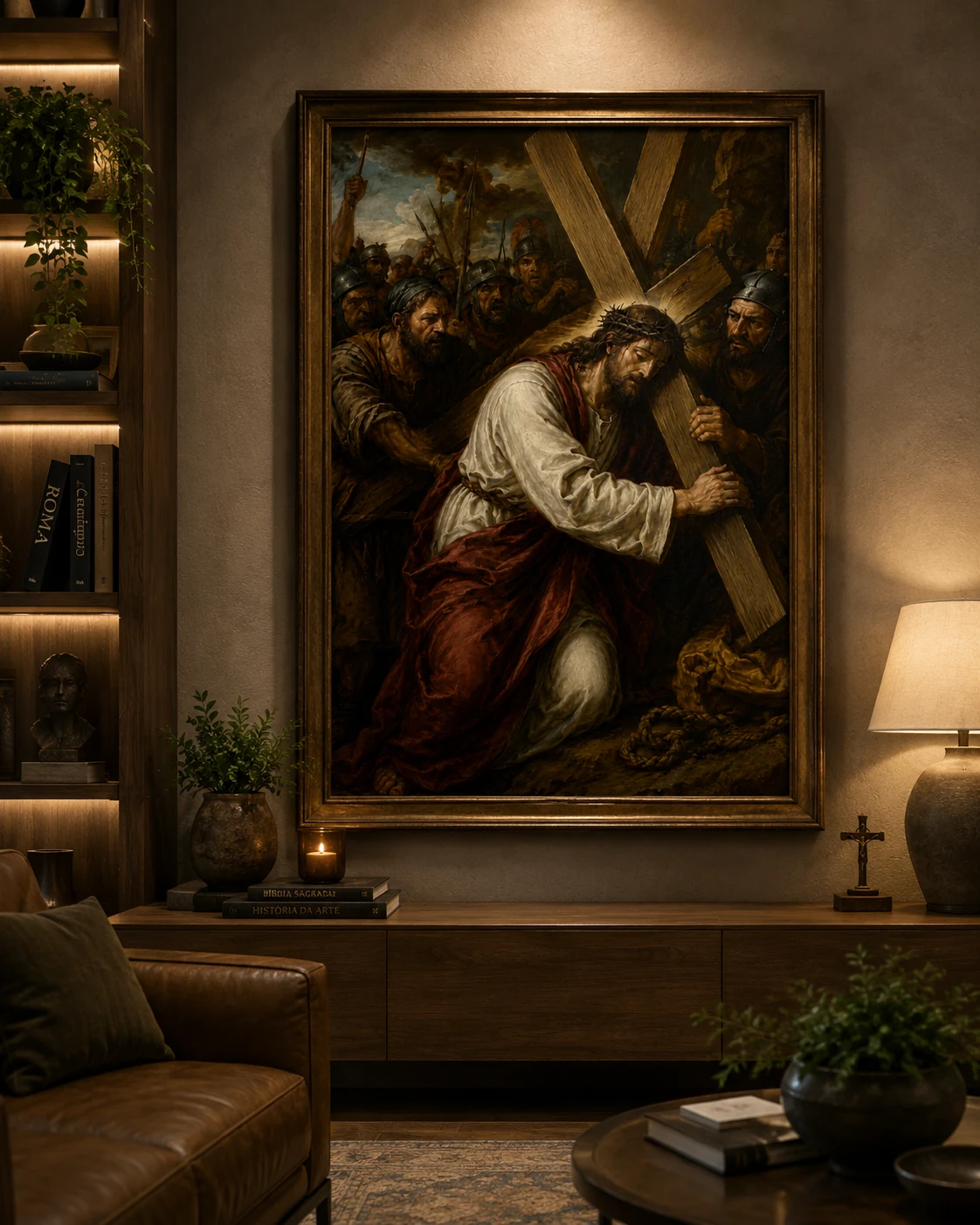 Jesus Carrega a Cruz — em ambiente (retrato)