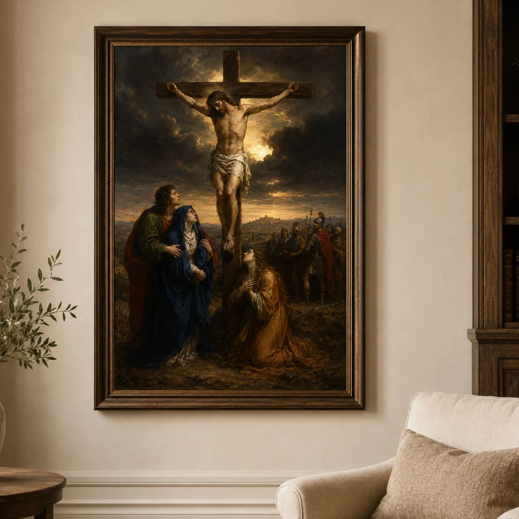 Crucificação no Calvário — em ambiente