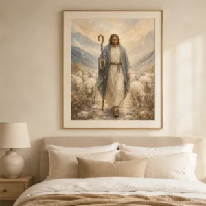 O Bom Pastor e o Rebanho — em ambiente